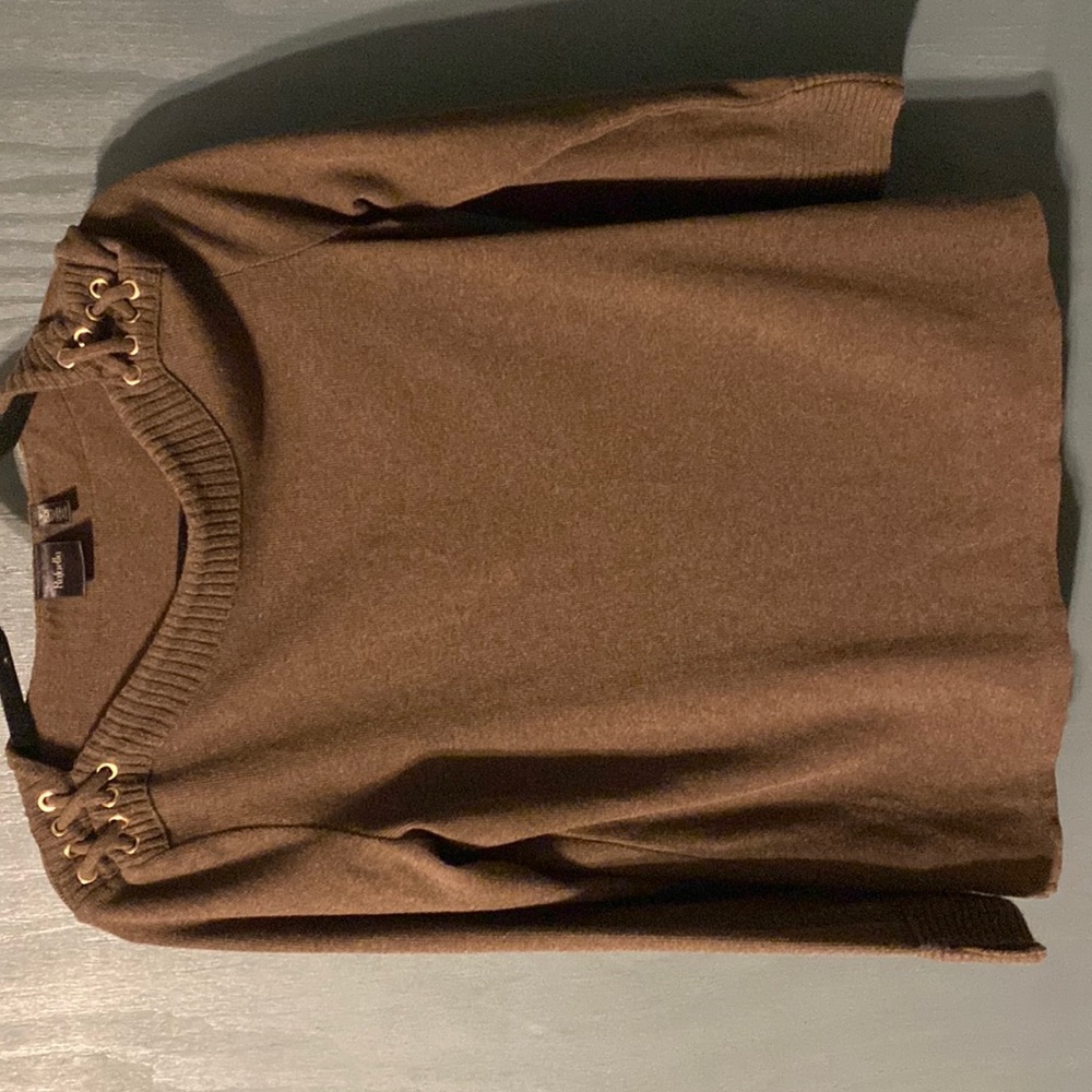Womens Brown Half Sleeve Sweater Size: Large